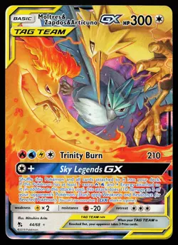 Moltres & Zapdos & Articuno GX 44/68 Holo Rare Hidden Fates Pokemon Card - Image 1