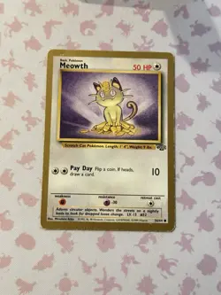Pokemon Meowth Promo Card Jungle 56/64 Gold Border Lightly Played - Image 1