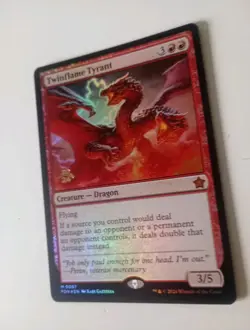 MTG Twin flame Tyrant Pre release Foil Promo Mythic Rare Foundations Set - Image 3