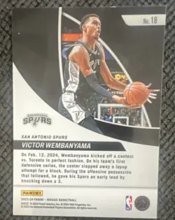 2023-24 Panini Mosaic Victor Wembanyama #18 Rookie Elevate San Antonio Spurs - Image 2