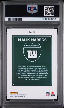 2024 PANINI DONRUSS DOWNTOWN! #18 MALIK NABERS ROOKIE RC PSA 9 - Image 2