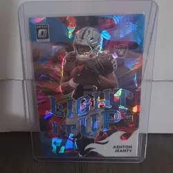 2025 Panini Optic Light It Up Blue Ice Prizm Ashton Jeanty #2 Raiders RC 38/55 - Image 1