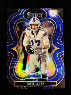 2025 Josh Allen SP 17/99! Panini Select #386 Blue Prizm Color + Jersey Match 1/1 - Image 1