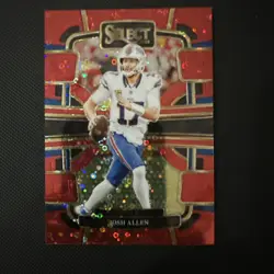 2023 Panini Select Josh Allen Red Disco Prizm 18/49 #13 Buffalo Bills - Image 1