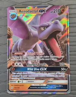 Aerodactyl GX 106/236 Ultra Rare Unified Minds Holo Pokemon Card NM - Image 1
