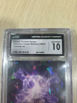 2023 Pokemon Center Stickers Poison Terastal Gengar CGC 10 Cracked Ice - Image 2