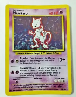 Pokemon TCG Mewtwo Base Set 10/102 Holo Unlimited Holo Rare - Uncirculated - Image 1