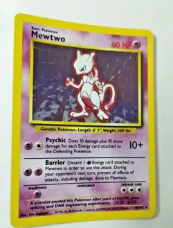 Pokemon TCG Mewtwo Base Set 10/102 Holo Unlimited Holo Rare - Uncirculated - Image 2