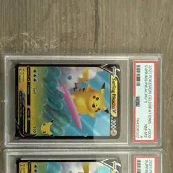 Sequential PSA 8/9/10 2021 POKEMON CELEBRATIONS #008 SURFING PIKACHU V PSA 10 - Image 3