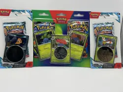 Pokemon Sealed 3 Pack Lot Journey Together Blisters+ Vileplume 3-Pack Promo Coin - Image 1