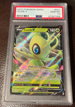 PSA 10 Gem 💎 Mint - 2020 Pokemon SWORD & SHIELD #001 CELEBI V Full Art Holo - Image 1
