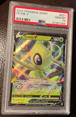 PSA 10 Gem 💎 Mint - 2020 Pokemon SWORD & SHIELD #001 CELEBI V Full Art Holo - Image 2