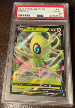 PSA 10 Gem 💎 Mint - 2020 Pokemon SWORD & SHIELD #001 CELEBI V Full Art Holo - Image 3