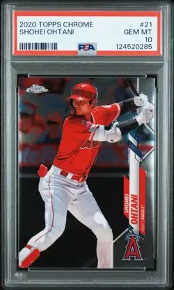 💎 2020 TOPPS CHROME #21 SHOHEI OHTANI 👑 PSA 10 ⚾🏏DODGERS MVP/ROY/CY-YOUNG 🐶 - Image 1