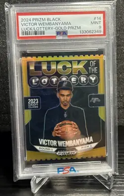 2024-25 Prizm Black Victor Wembanyama Luck Of The Lottery Gold /10 PSA 9 Mint - Image 1