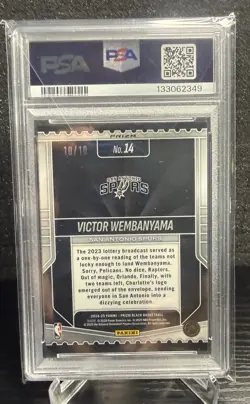 2024-25 Prizm Black Victor Wembanyama Luck Of The Lottery Gold /10 PSA 9 Mint - Image 2