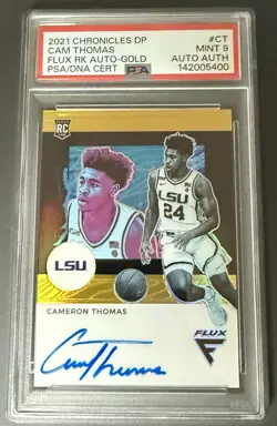 2021 Panini Chronicles DP Cameron Thomas Rookie Auto Gold /10 PSA 9 Nets Flux RC - Image 1