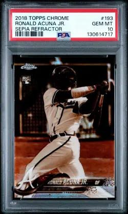2018 Topps Chrome #193 Ronald Acuna Jr. Sepia Refractor PSA 10 - Image 1