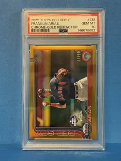 2025 Topps Chrome Pro Debut Franklin Arias PSA 10 GOLD /50 Red Sox #PDC-138 - Image 3