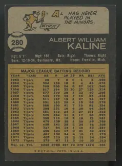 1973 Topps Al Kaline Bandage Variation #280 EX/MT-NM (OC) - Image 2