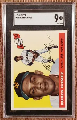 1955 Topps #71 Ruben Gomez New York Giants Original Baseball Card SGC 9 Mint - Image 1