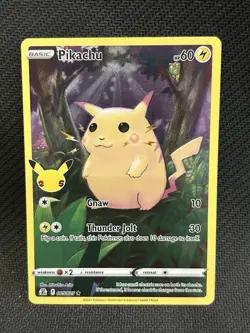 Pokemon Pikachu TCG Holo Card Celebrations 005/025 25th Anniversary Edition LP - Image 1