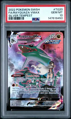 2022 POKEMON SWORD & SHIELD SILVER TEMPEST #TG20 FULL ART/RAYQUAZA VMAX PSA 10 - Image 1