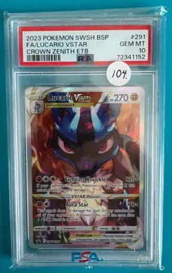 PSA 10 POKEMON 2023 SWSH BSP 291 FA/LUCARIO VSTAR CROWN ZENITH ETB - Image 1