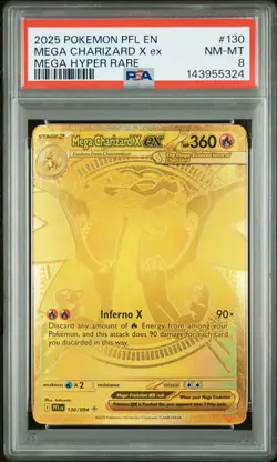 2025 POKEMON PFL EN-PHANTASMAL FLAMES MEGA HYPER RARE MEGA CHARIZARD X EX PSA 8 - Image 1