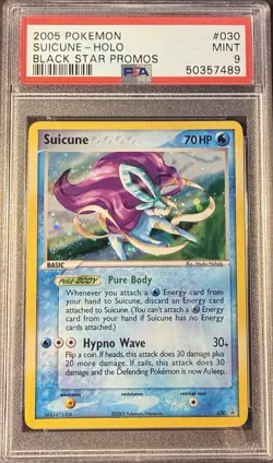 2005 Pokemon Black Star Promo 030 Suicune Holo PSA 9 Mint - Image 1