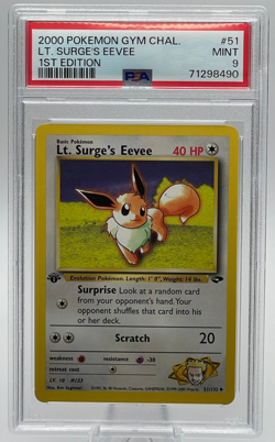 2000 POKEMON GYM CHALLENGE #51 LT. SURGE'S EEVEE 1ST EDITION PSA 9 MINT - Image 1