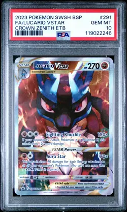 2023 POKEMON SWSH BLACK STAR PROMO #291 FULL ART/LUCARIO VSTAR PSA 10 - Image 1