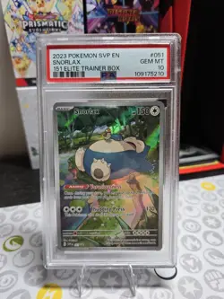 2023 Pokemon Svp Black Star Promo #051 Snorlax 151 Elite Trainer Box PSA 10 - Image 1