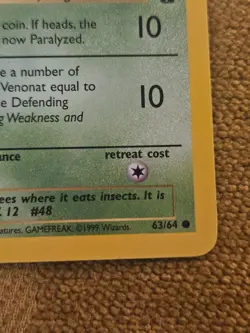 Pokemon Jungle Venonat 63/64 1st Edition - Image 5