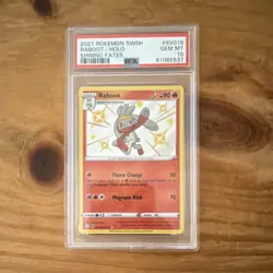 Pokemon Shining Fates: Shiny Vault Raboot SV016/SV122 Holo PSA 10 Shiny Rare - Image 1