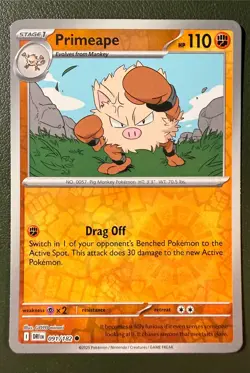Pokemon TCG Primeape 91/182 Destined Rivals SV10 Reverse Holo NM - Image 1