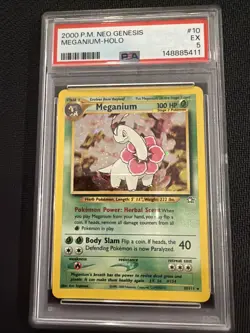 2000 Pokemon Meganium Neo Genesis Holo 10/111 PSA 5 - Image 1