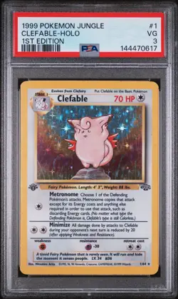 1999 POKEMON JUNGLE 1ST ED #1 CLEFABLE-HOLO PSA 3 - Image 1