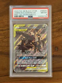 Pokemon Umbreon & Darkrai GX SM241 Black Star Promo TAG TEAM GX Holo PSA 8 - Image 1