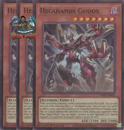 Yugioh! 3x Hecahands Godos PHRE-EN003 Super Rare 1st Ed NM - Image 1