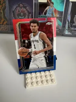 2025-26 Topps Chrome - Victor Wembanyama Red White Blue Refractor #221 - Spurs - Image 1