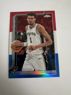 2025-26 Topps Chrome - Victor Wembanyama Red White Blue Refractor #221 - Spurs - Image 2