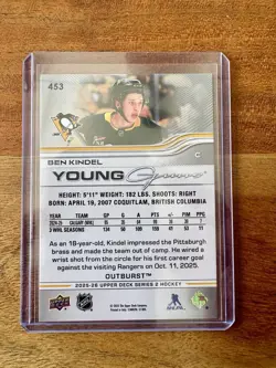 2025-26 Upper Deck S2 Hockey Ben Kindel Young Guns Outburst 🔥 Perfect Condition - Image 2