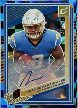 Omarion Hampton RC Auto /299 2025 Donruss The Rookies Blue Autograph Chargers - Image 1
