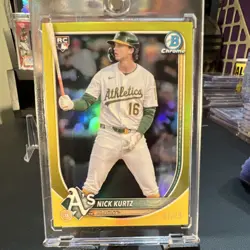2025 Topps Bowman Chrome Nick Kurtz Athletics Gold /75 Rookie Baseball #93 - Image 1
