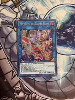 (SRH) Yugioh Nephthys, the Sacred Flame HISU-EN008 Secret Rare 1st Ed VLP - Image 1