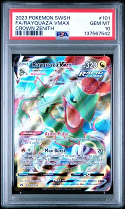 2023 POKEMON SWORD & SHIELD CROWN ZENITH #101 FULL ART/RAYQUAZA VMAX PSA 10 - Image 1