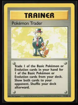 Pokemon Trader 106/130 Rare Trainer Base Set WOTC Vintage Pokemon LP - Image 1
