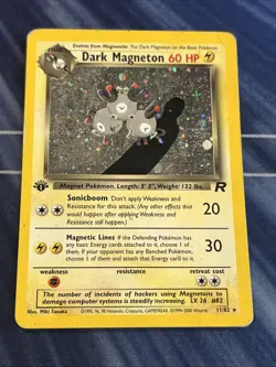 Pokemon Dark Magneton TCG Holo Rare Card 11/82 Unlimited LP - HP - Image 1