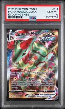 2021 POKEMON SWORD & SHIELD EVOLVING SKIES #111 FULL ART/RAYQUAZA VMAX PSA 10 - Image 1